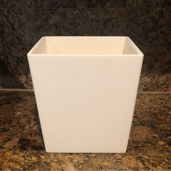 WATERWORKS Contemporary Handmade 
Resin Rectangular White Waste Can - Picture 1 of 4